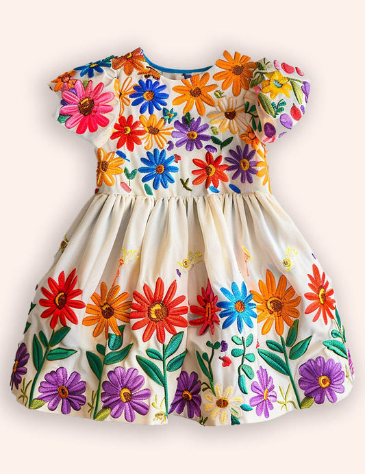 Robe brodée florale