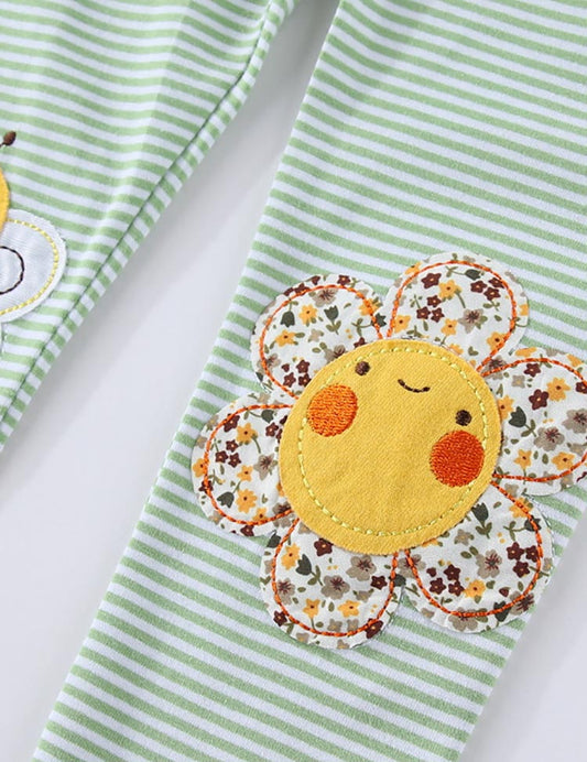 Leggings con applicazioni di fiori di api carini