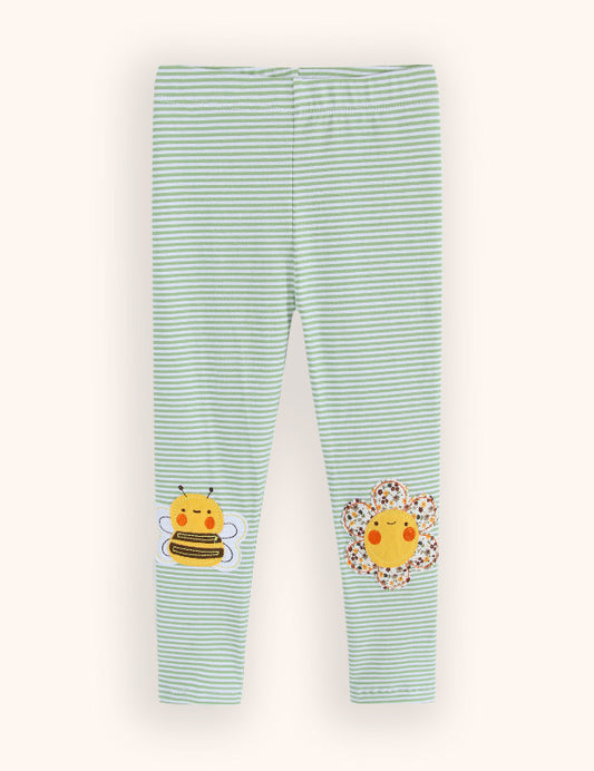 Leggings con applicazioni di fiori di api carini