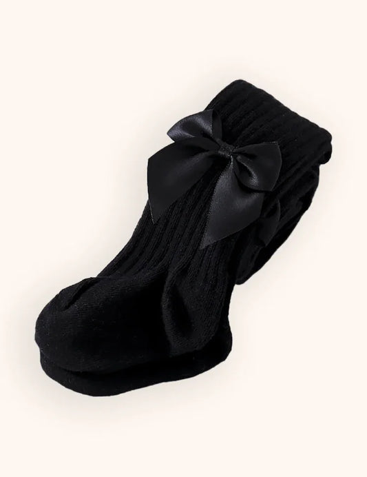 Leggings lavorati a maglia con fiocco