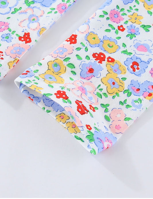 Leggings in cotone con stampa floreale