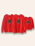 Passendes Familien-Sweatshirt mit Weihnachtsbaum-Applikation