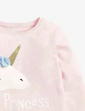 T-shirt a maniche lunghe con unicorno cartone animato