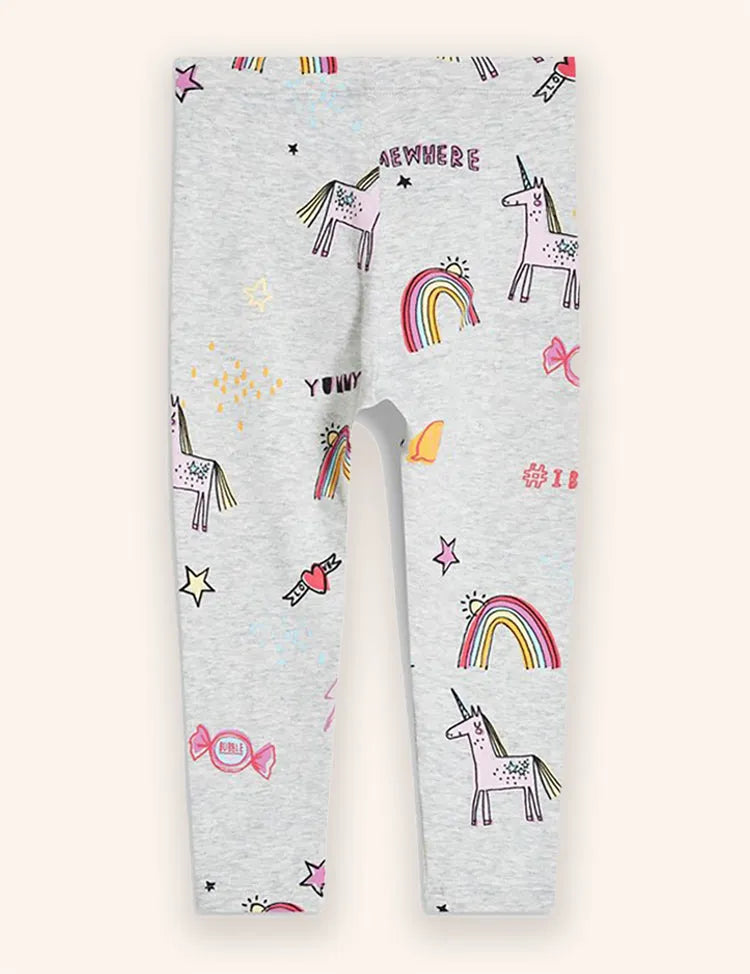 Leggings con estampado de unicornio y arcoíris