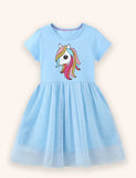 Robe bleue en tulle licorne