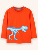 T-shirt a maniche lunghe con dinosauro luminoso