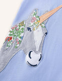 Abito con applicazione unicorno cartone animato