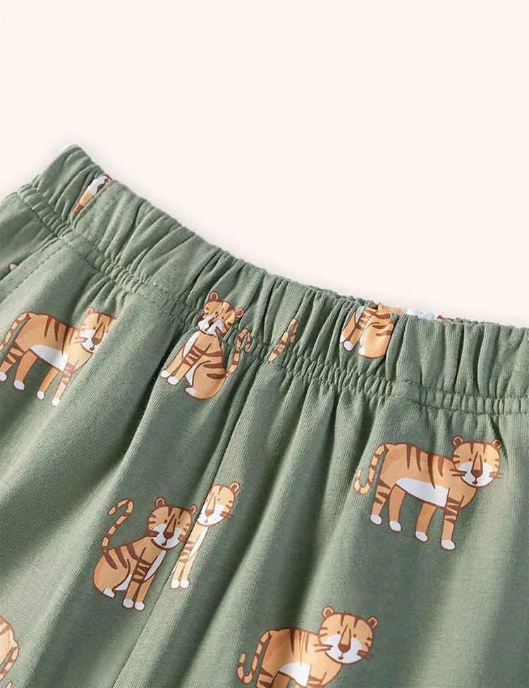 Tiger Applique Summer T-shirt Set