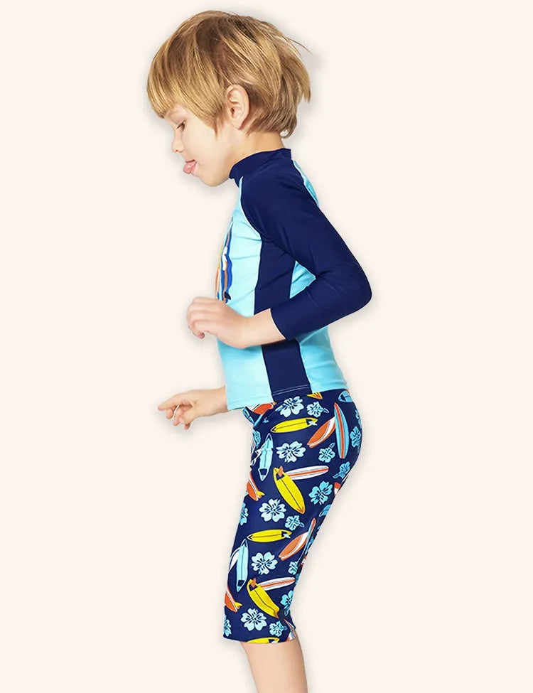 Surfboard Pattern Swimsuit Set