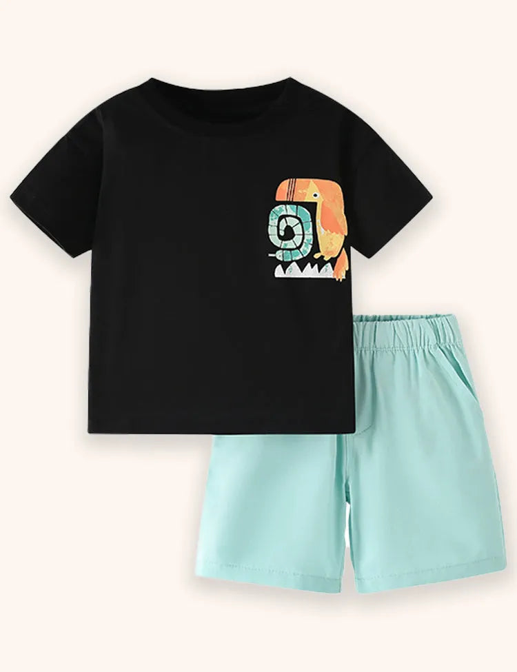 漫画の動物プリント T シャツ セット