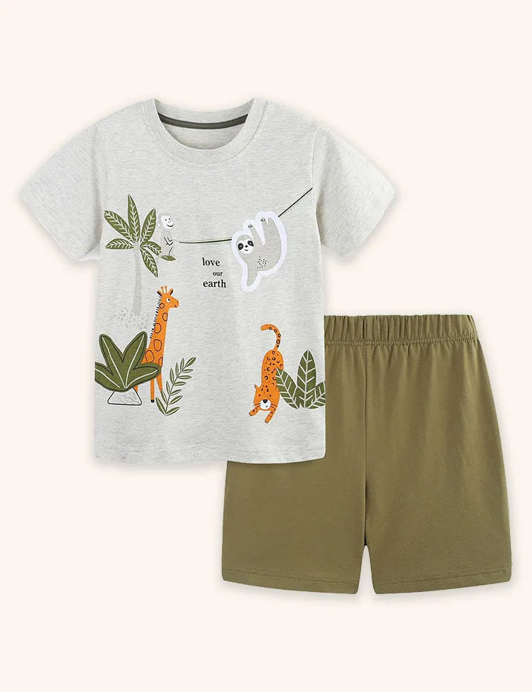 Animal and Plant Printed T-shirt Set