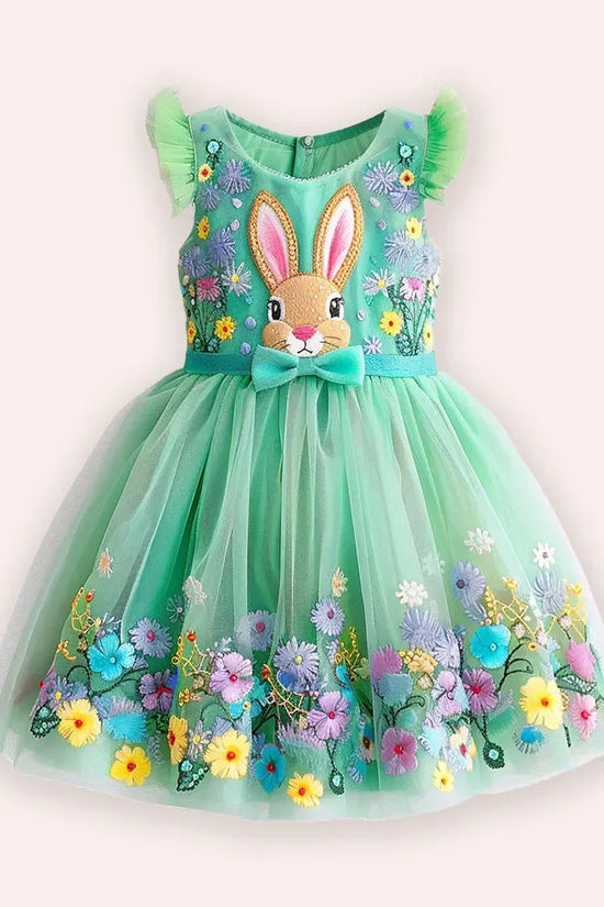 Green Flower Bunny Tulle Dress