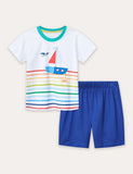 Kurzarm-T-Shirt und Shorts-Set mit Cartoon-Druck
