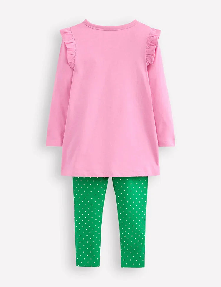 Tunica/leggings con applicazioni di fiori d'ape