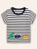 T-shirt met meerdere dinosaurusapplicaties