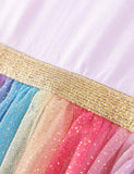 Abito in tulle con applicazione unicorno arcobaleno