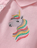 Polokleid mit Regenbogen-Einhorn-Stickerei