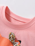 T-shirt con volant stampata simpatica volpe