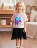 T-shirt imprimé dinosaure de dessin animé + jupe en tulle