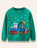 Weihnachtsmann-Sweatshirt mit Bagger-Applikation