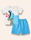 Conjunto de camiseta con estampado de hipopótamo bostezando