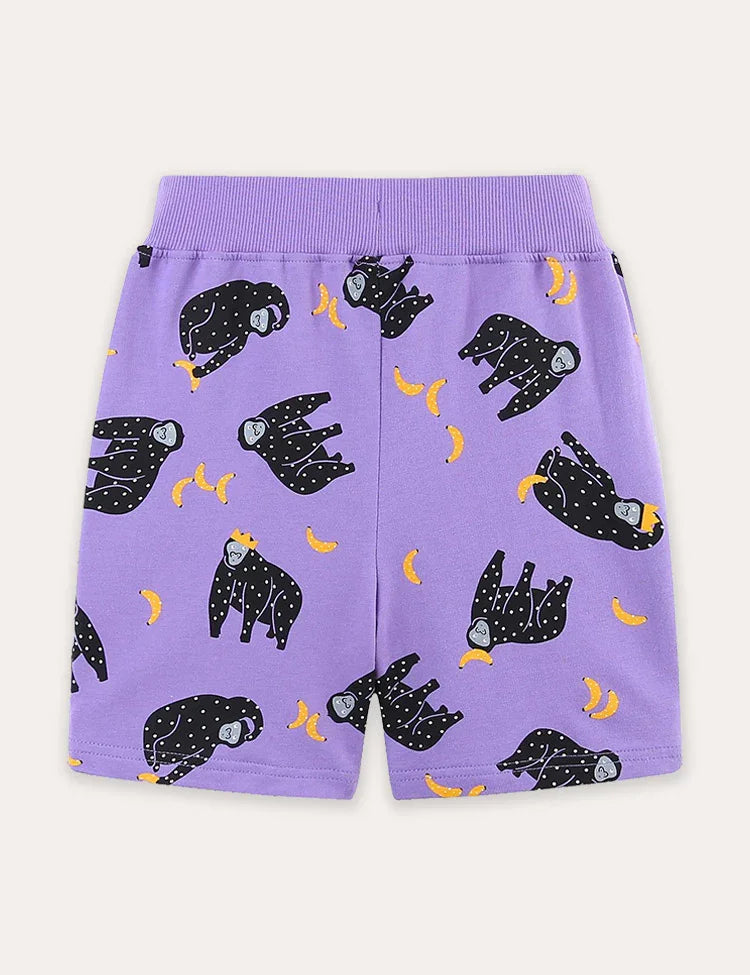 Baumwollshorts mit Orang-Utan-Print