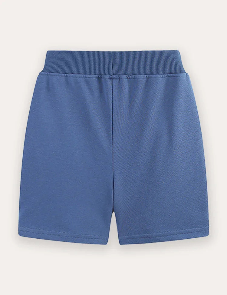 Pantaloncini con applicazione di squalo cartone animato