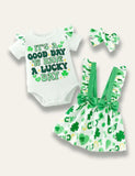 St. Patrick's Day Letter Printed Romper+Lucky Strap Dress - Mini Taylor