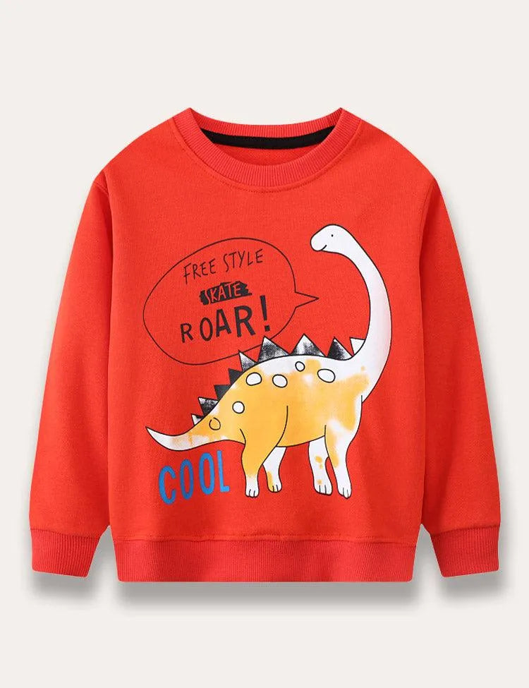 Cartoon Dinosaur Printed Sweatshirt - Mini berni