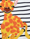 Cartoon Giraffe Appliqué Striped Sweatshirt - Mini berni