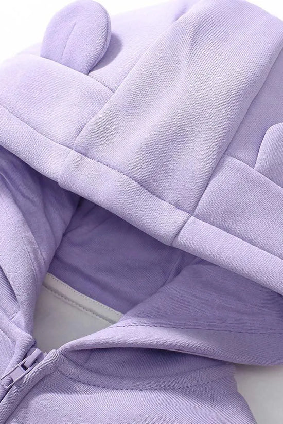 Solid Color Hooded Fleece Coat+Sweatpants - Mini berni