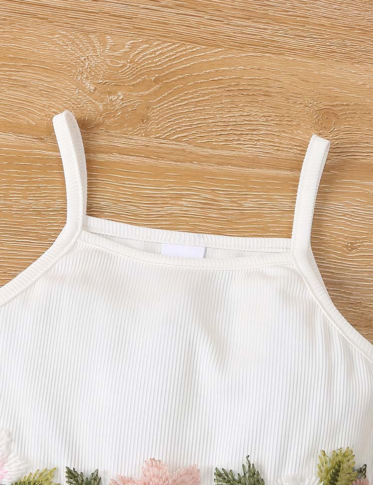 فستان من التول المطرز بالزهور + طقم معطف محبوك