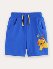 Shorts mit Cartoon-Löwen-Stickerei