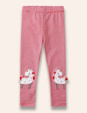Gestreifte Leggings mit Einhorn-Applikation