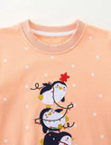 Sweat-shirt à pois de neige imprimé de bonhomme de neige de pingouin de dessin animé