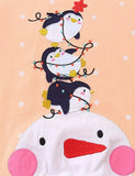 Sweat-shirt à pois de neige imprimé de bonhomme de neige de pingouin de dessin animé