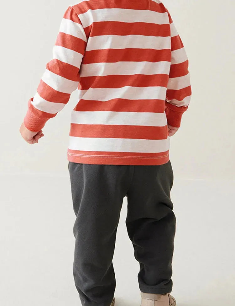 Gestreepte T-shirtset met cartoon leeuwapplicatie