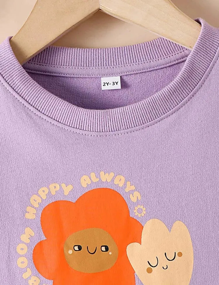 Set di felpe con stampa di fiori carini