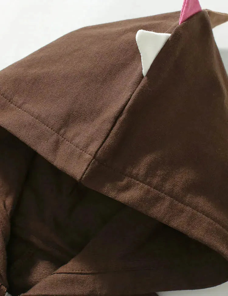 طقم معطف بغطاء للرأس ومطرز بنجوم ملونة