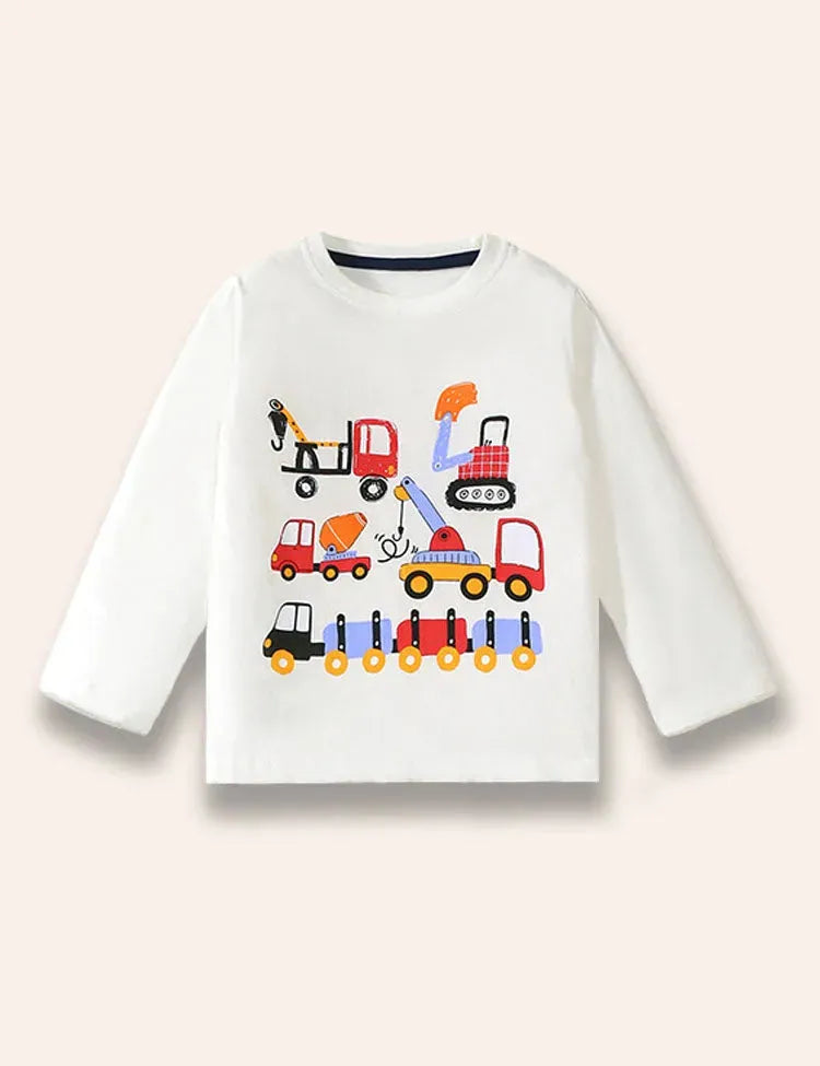 T-shirtset met lange mouwen en technische voertuigprint