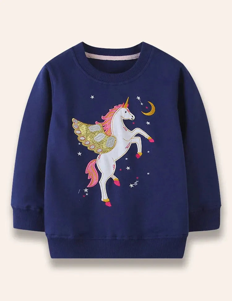Sweatshirt mit Nacht-Einhorn-Applikation