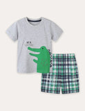 Kurzarm-T-Shirt und Shorts-Set mit Cartoon-Druck