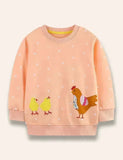 Sweat-shirt à appliqué de poulet et poule mignon