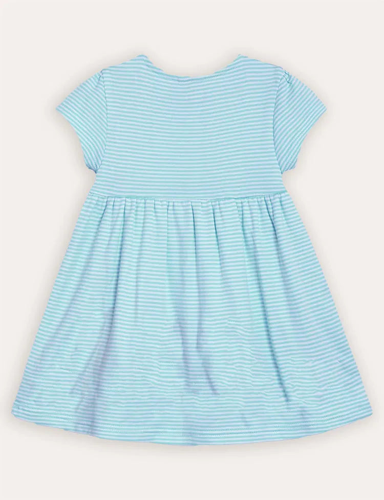 사파리 애니멀 아플리케 버튼 프론트 드레스