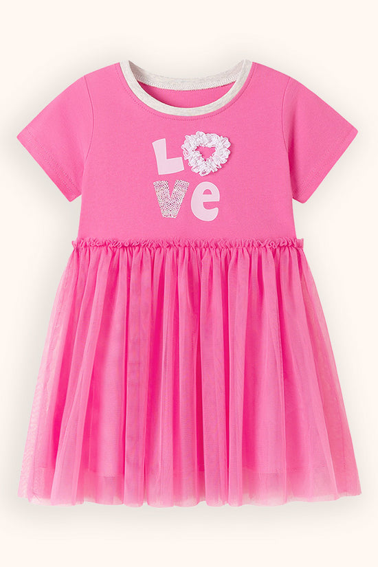 Abito in tulle con applicazioni Love per San Valentino