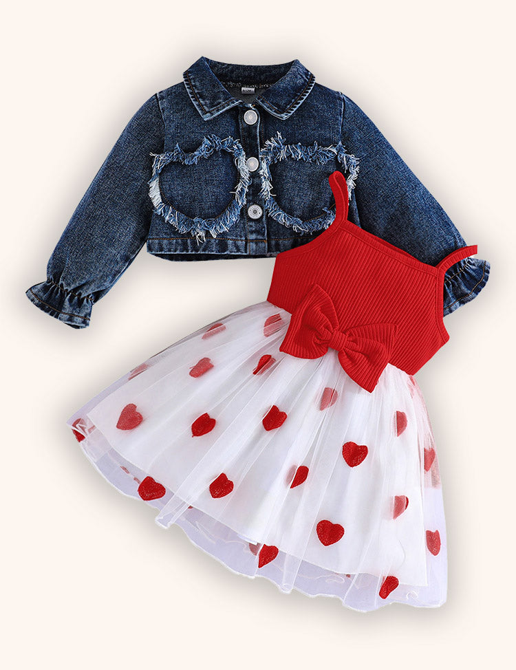 Valentine's Day Love Denim Jacket + Love Dress