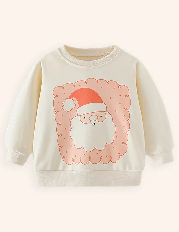 Santa Print Long-sleeved Sweatshirt