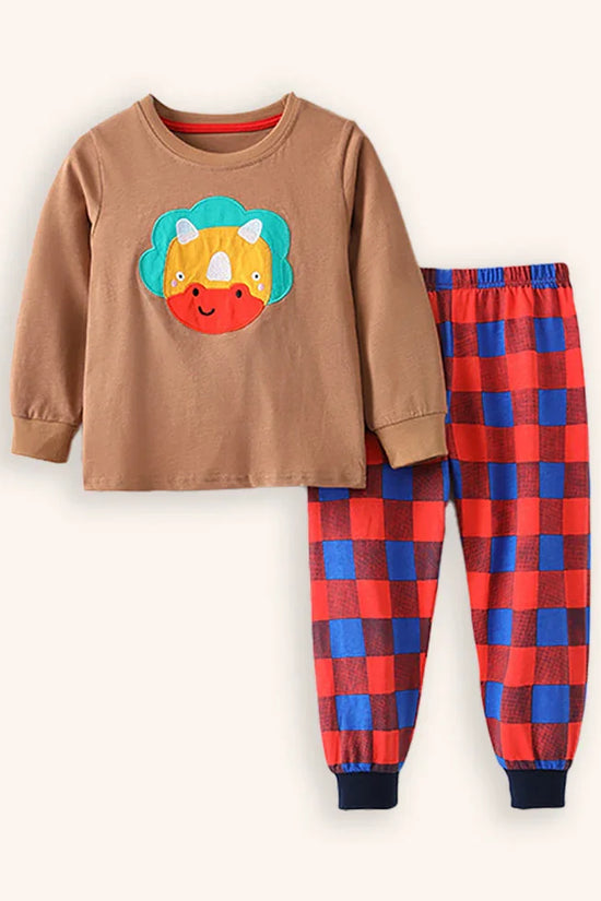 Costume à manches longues avec applique de dinosaure