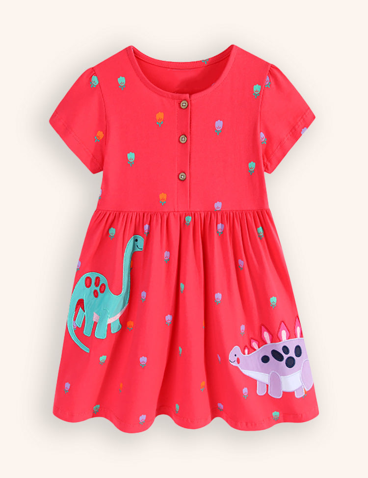 فستان مطرز على شكل ديناصور لطيف