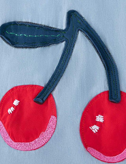 فستان جينز مطرز بالكرز لطيف